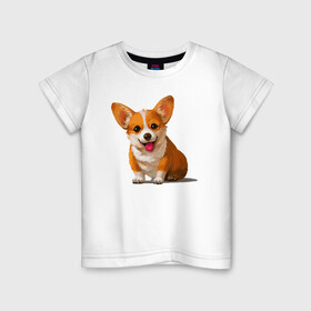 Детская футболка хлопок с принтом Корги в Белгороде, 100% хлопок | круглый вырез горловины, полуприлегающий силуэт, длина до линии бедер | вельш корги | домашние животные | корги | пес | собака | собачнику | щенок