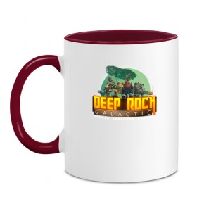 Кружка двухцветная с принтом Deep Rock Galactic в Белгороде, керамика | объем — 330 мл, диаметр — 80 мм. Цветная ручка и кайма сверху, в некоторых цветах — вся внутренняя часть | deep rock galactic dwarf гном