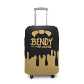 Чехол для чемодана 3D с принтом Bendy And The Ink Machine в Белгороде, 86% полиэфир, 14% спандекс | двустороннее нанесение принта, прорези для ручек и колес | bendy | bendy and the ink machine | бенди | бени | бенни | детская | детям | игра | капли | компьютерная игра | краска | машина | подтеки | розовая | ужастик