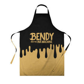 Фартук 3D с принтом Bendy And The Ink Machine в Белгороде, 100% полиэстер | общий размер — 65 х 85 см, ширина нагрудника — 26 см, горловина — 53 см, длина завязок — 54 см, общий обхват в поясе — 173 см. Принт на завязках и на горловине наносится с двух сторон, на основной части фартука — только с внешней стороны | bendy | bendy and the ink machine | бенди | бени | бенни | детская | детям | игра | капли | компьютерная игра | краска | машина | подтеки | розовая | ужастик