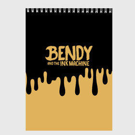 Скетчбук с принтом Bendy And The Ink Machine в Белгороде, 100% бумага
 | 48 листов, плотность листов — 100 г/м2, плотность картонной обложки — 250 г/м2. Листы скреплены сверху удобной пружинной спиралью | bendy | bendy and the ink machine | бенди | бени | бенни | детская | детям | игра | капли | компьютерная игра | краска | машина | подтеки | розовая | ужастик