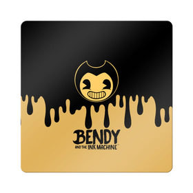 Магнит виниловый Квадрат с принтом Bendy And The Ink Machine в Белгороде, полимерный материал с магнитным слоем | размер 9*9 см, закругленные углы | Тематика изображения на принте: bendy | bendy and the ink machine | бенди | бени | бенни | детская | детям | игра | капли | компьютерная игра | краска | машина | подтеки | розовая | ужастик