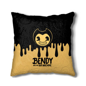 Подушка 3D с принтом Bendy And The Ink Machine в Белгороде, наволочка – 100% полиэстер, наполнитель – холлофайбер (легкий наполнитель, не вызывает аллергию). | состоит из подушки и наволочки. Наволочка на молнии, легко снимается для стирки | bendy | bendy and the ink machine | бенди | бени | бенни | детская | детям | игра | капли | компьютерная игра | краска | машина | подтеки | розовая | ужастик