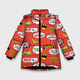 Зимняя куртка для девочек 3D с принтом DC comics logos в Белгороде, ткань верха — 100% полиэстер; подклад — 100% полиэстер, утеплитель — 100% полиэстер. | длина ниже бедра, удлиненная спинка, воротник стойка и отстегивающийся капюшон. Есть боковые карманы с листочкой на кнопках, утяжки по низу изделия и внутренний карман на молнии. 

Предусмотрены светоотражающий принт на спинке, радужный светоотражающий элемент на пуллере молнии и на резинке для утяжки. | bat man | batman | batman comics | caped crusader | comics | dark knight | shtatbat | бетмен | брюс уэйн | бэт мен | бэтмен | тёмный рыцарь
