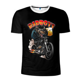Мужская футболка 3D спортивная с принтом Байкер в Белгороде, 100% полиэстер с улучшенными характеристиками | приталенный силуэт, круглая горловина, широкие плечи, сужается к линии бедра | art | beer | арт | байкер | волк | мотоцикл | фантастика