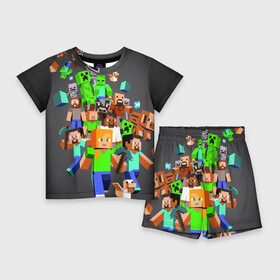 Детский костюм с шортами 3D с принтом MINECRAFT ONLINE в Белгороде,  |  | craft | creeper | dungeon | dungeons | earth | game | logo | mine | minecraft | mobile | online | дунгеонс | земля | зомби | игра | крипер | лого | майкрафт | майнкрафт | мобайл | онлайн | подземелье | подземелья