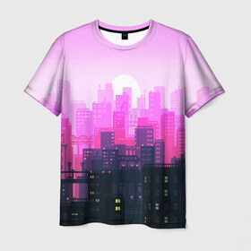 Мужская футболка 3D с принтом CITY в Белгороде, 100% полиэфир | прямой крой, круглый вырез горловины, длина до линии бедер | bright | colorful | neon | retro | urban | vintage | винтаж | город | неон | ретро | ретро неон