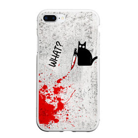 Чехол для iPhone 7Plus/8 Plus матовый с принтом What cat в Белгороде, Силикон | Область печати: задняя сторона чехла, без боковых панелей | cat | kitten | knife | what | кот | котёнок | кошка | кровь | нож | что