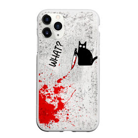 Чехол для iPhone 11 Pro матовый с принтом What cat в Белгороде, Силикон |  | Тематика изображения на принте: cat | kitten | knife | what | кот | котёнок | кошка | кровь | нож | что
