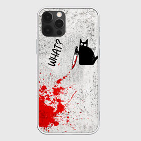 Чехол для iPhone 12 Pro Max с принтом What cat в Белгороде, Силикон |  | Тематика изображения на принте: cat | kitten | knife | what | кот | котёнок | кошка | кровь | нож | что