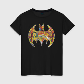 Женская футболка хлопок с принтом BAT logo в Белгороде, 100% хлопок | прямой крой, круглый вырез горловины, длина до линии бедер, слегка спущенное плечо | bat man | batman | batman comics | caped crusader | comics | dark knight | shtatbat | бетмен | брюс уэйн | бэт мен | бэтмен | тёмный рыцарь
