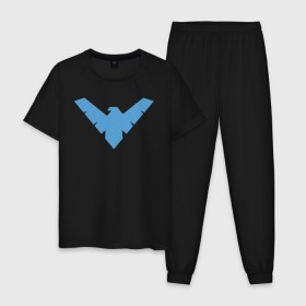 Мужская пижама хлопок с принтом Nightwing в Белгороде, 100% хлопок | брюки и футболка прямого кроя, без карманов, на брюках мягкая резинка на поясе и по низу штанин
 | batman | nightwing | shtatbat | бетмен | бэтмен | найтвинг