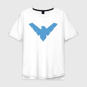 Мужская футболка хлопок Oversize с принтом Nightwing в Белгороде, 100% хлопок | свободный крой, круглый ворот, “спинка” длиннее передней части | Тематика изображения на принте: batman | nightwing | shtatbat | бетмен | бэтмен | найтвинг
