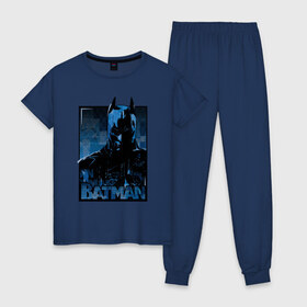 Женская пижама хлопок с принтом Batman в Белгороде, 100% хлопок | брюки и футболка прямого кроя, без карманов, на брюках мягкая резинка на поясе и по низу штанин | bat man | batman | batman comics | caped crusader | comics | dark knight | бетмен | брюс уэйн | бэт мен | бэтмен | тёмный рыцарь