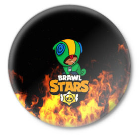 Значок с принтом BRAWL STARS LEON в Белгороде,  металл | круглая форма, металлическая застежка в виде булавки | Тематика изображения на принте: android | brawl stars | crow | games | leon | mobile game | stars | ворон | игры | леон | мобильные игры