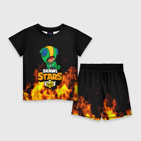 Детский костюм с шортами 3D с принтом BRAWL STARS LEON в Белгороде,  |  | android | brawl stars | crow | games | leon | mobile game | stars | ворон | игры | леон | мобильные игры