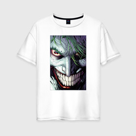 Женская футболка хлопок Oversize с принтом Joker в Белгороде, 100% хлопок | свободный крой, круглый ворот, спущенный рукав, длина до линии бедер
 | joker | shtatjoker | артур флек | джокер | жокир