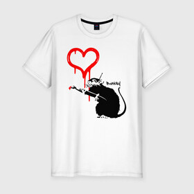 Мужская футболка премиум с принтом BANKSY в Белгороде, 92% хлопок, 8% лайкра | приталенный силуэт, круглый вырез ворота, длина до линии бедра, короткий рукав | banksy | heart | бэнкси | сердце