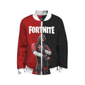 Детский бомбер 3D с принтом FORTNITE IKONIK в Белгороде, 100% полиэстер | застегивается на молнию, по бокам два кармана без застежек, мягкие манжеты, по низу бомбера и на воротнике — эластичная резинка | Тематика изображения на принте: fortnite | fortnite 2 | fortnite x маршмелло | ikonik | marshmello | ninja | ninja streamer | иконик | ниндзя | фортнайт | фортнайт 2 | фортнайт глава 2