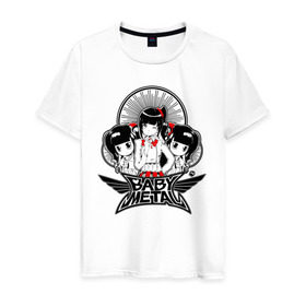 Мужская футболка хлопок с принтом BABYMETAL в Белгороде, 100% хлопок | прямой крой, круглый вырез горловины, длина до линии бедер, слегка спущенное плечо. | babymetal | j pop | japan | бэбиметал | дэт метал | каваий метал | моа кикути | судзука накамото | юи мидзуно | япония