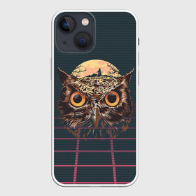 Чехол для iPhone 13 mini с принтом Мудрая сова в Белгороде,  |  | большие глаза | взгляд | знания | клюв | луна | мудрая | мудрость | ночь | птица | сова | совенок | совушка | ум | хищная