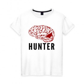 Женская футболка хлопок с принтом Mindhunter в Белгороде, 100% хлопок | прямой крой, круглый вырез горловины, длина до линии бедер, слегка спущенное плечо | hunter | mind | mindhunter | netflix | мозг | охотник | охотник за разумом | разум | сериал