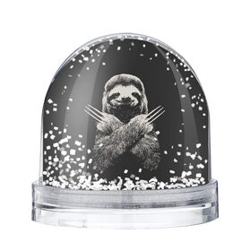 Снежный шар с принтом Slotherine в Белгороде, Пластик | Изображение внутри шара печатается на глянцевой фотобумаге с двух сторон | animals | wolverine | ленивец | росомаха