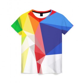 Женская футболка 3D с принтом BACKGROUND COLOR в Белгороде, 100% полиэфир ( синтетическое хлопкоподобное полотно) | прямой крой, круглый вырез горловины, длина до линии бедер | abstract | abstraction | color | geometry | paitnt | polygon | polygonal | psy | абстракция | геометрия | краски | неоновые | полигоны | психоделика