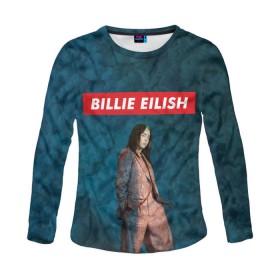 Женский лонгслив 3D с принтом BILLIE EILISH в Белгороде, 100% полиэстер | длинные рукава, круглый вырез горловины, полуприлегающий силуэт | bad guy | billie | eilish | ocean eyes | айлиш | билли | девушка | певица | эйлиш