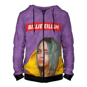 Мужская толстовка 3D на молнии с принтом BILLIE EILISH в Белгороде, 100% полиэстер | длина до линии бедра, манжеты и пояс оформлены мягкой тканевой резинкой, двухслойный капюшон со шнурком для регулировки, спереди молния, по бокам два кармана | bad guy | billie | eilish | ocean eyes | айлиш | билли | девушка | певица | эйлиш