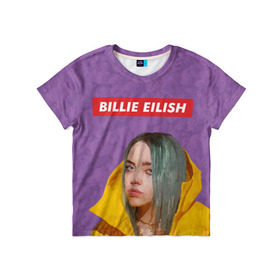 Детская футболка 3D с принтом BILLIE EILISH в Белгороде, 100% гипоаллергенный полиэфир | прямой крой, круглый вырез горловины, длина до линии бедер, чуть спущенное плечо, ткань немного тянется | bad guy | billie | eilish | ocean eyes | айлиш | билли | девушка | певица | эйлиш