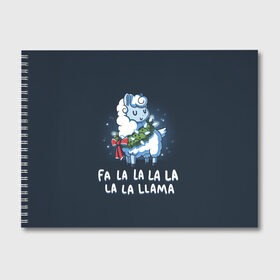 Альбом для рисования с принтом Fa-la-lama в Белгороде, 100% бумага
 | матовая бумага, плотность 200 мг. | alpaca | lama | new year | sweater | ugly | альпака | лама | новый год | рождество | свитер