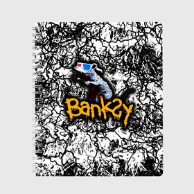 Тетрадь с принтом Banksy в Белгороде, 100% бумага | 48 листов, плотность листов — 60 г/м2, плотность картонной обложки — 250 г/м2. Листы скреплены сбоку удобной пружинной спиралью. Уголки страниц и обложки скругленные. Цвет линий — светло-серый
 | Тематика изображения на принте: art | banksy | street | street art | арт | бэнкси | стрит | стрит арт