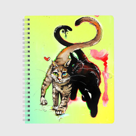 Тетрадь с принтом LOVE в Белгороде, 100% бумага | 48 листов, плотность листов — 60 г/м2, плотность картонной обложки — 250 г/м2. Листы скреплены сбоку удобной пружинной спиралью. Уголки страниц и обложки скругленные. Цвет линий — светло-серый
 | Тематика изображения на принте: cat | cats | животные | киса | киска | кот | котики | коты | котэ | кошка | природа