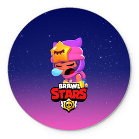 Коврик для мышки круглый с принтом BRAWL STARS - SANDY в Белгороде, резина и полиэстер | круглая форма, изображение наносится на всю лицевую часть | Тематика изображения на принте: brawl | bull | colt | crow | game | games | leon | online | penny | poco | sandy | shelly | spike | star | stars | wanted | брав | бравл | браво | звезда | звезды | игра | игры | лого | онлайн | сенди | старс | сэнди