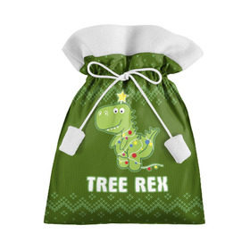 Подарочный 3D мешок с принтом Tree Rex в Белгороде, 100% полиэстер | Размер: 29*39 см | christmas tree | new year | t rex | tyrannosaurus | динозавр | елка | ель | новый год | свитер | тиранозавр