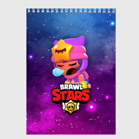 Скетчбук с принтом SANDY SPACE (Brawl Stars) в Белгороде, 100% бумага
 | 48 листов, плотность листов — 100 г/м2, плотность картонной обложки — 250 г/м2. Листы скреплены сверху удобной пружинной спиралью | Тематика изображения на принте: brawl | bull | colt | crow | game | games | leon | online | penny | poco | sandy | shelly | spike | star | stars | wanted | брав | бравл | браво | звезда | звезды | игра | игры | лого | онлайн | сенди | старс | сэнди