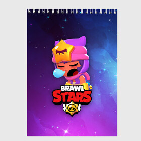 Скетчбук с принтом SANDY SPACE (Brawl Stars) в Белгороде, 100% бумага
 | 48 листов, плотность листов — 100 г/м2, плотность картонной обложки — 250 г/м2. Листы скреплены сверху удобной пружинной спиралью | Тематика изображения на принте: brawl | bull | colt | crow | game | games | leon | online | penny | poco | sandy | shelly | spike | star | stars | wanted | брав | бравл | браво | звезда | звезды | игра | игры | лого | онлайн | сенди | старс | сэнди