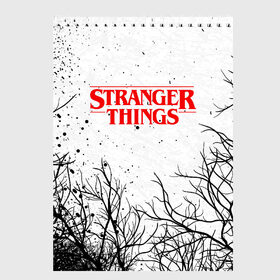 Скетчбук с принтом STRANGER THINGS в Белгороде, 100% бумага
 | 48 листов, плотность листов — 100 г/м2, плотность картонной обложки — 250 г/м2. Листы скреплены сверху удобной пружинной спиралью | stranger things | очень странные дела