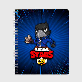 Тетрадь с принтом BRAWL STARS CROW в Белгороде, 100% бумага | 48 листов, плотность листов — 60 г/м2, плотность картонной обложки — 250 г/м2. Листы скреплены сбоку удобной пружинной спиралью. Уголки страниц и обложки скругленные. Цвет линий — светло-серый
 | brawl stars | brawl stars crow | brawler | crow | бравл старз | бравлер | ворон