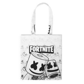 Шоппер 3D с принтом FORTNITE MARSHMELLO в Белгороде, 100% полиэстер | Плотность: 200 г/м2; Размер: 34×35 см; Высота лямок: 30 см | chapter 2 | fortnite | marshmello | диджей | игры | маршмэллоу | молоток | фортнайт