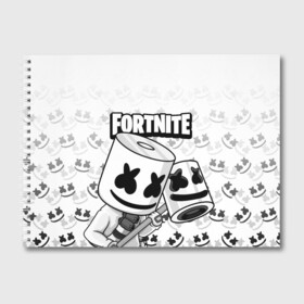 Альбом для рисования с принтом FORTNITE MARSHMELLO в Белгороде, 100% бумага
 | матовая бумага, плотность 200 мг. | Тематика изображения на принте: chapter 2 | fortnite | marshmello | диджей | игры | маршмэллоу | молоток | фортнайт