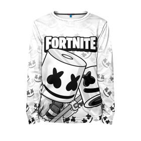 Детский лонгслив 3D с принтом FORTNITE MARSHMELLO в Белгороде, 100% полиэстер | длинные рукава, круглый вырез горловины, полуприлегающий силуэт
 | chapter 2 | fortnite | marshmello | диджей | игры | маршмэллоу | молоток | фортнайт