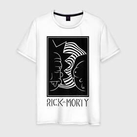 Мужская футболка хлопок с принтом Rick and Morty black and white в Белгороде, 100% хлопок | прямой крой, круглый вырез горловины, длина до линии бедер, слегка спущенное плечо. | black and white | cn_1952863_019061 | dsgnosadchaya | rick  morty | vdosadir | джастин ройланд | дэн хармон | миссикс | плюмбус | рик и морти | чёрно белый