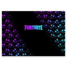 Поздравительная открытка с принтом FORTNITE x MARSHMELLO в Белгороде, 100% бумага | плотность бумаги 280 г/м2, матовая, на обратной стороне линовка и место для марки
 | fnchap2 | fortnite | fortnite 2 | fortnite x | marshmello | маршмелло | фортнайт | фортнайт 2 | фортнайт глава 2