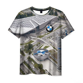 Мужская футболка 3D с принтом BMW city в Белгороде, 100% полиэфир | прямой крой, круглый вырез горловины, длина до линии бедер | bmw | buildings | city | germany | munich | prestige | бмв | германия | город | здания | мюнхен | престиж