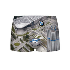 Мужские трусы 3D с принтом BMW city в Белгороде, 50% хлопок, 50% полиэстер | классическая посадка, на поясе мягкая тканевая резинка | Тематика изображения на принте: bmw | buildings | city | germany | munich | prestige | бмв | германия | город | здания | мюнхен | престиж