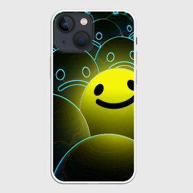 Чехол для iPhone 13 mini с принтом НЕОНОВЫЕ СМАЙЛЫ в Белгороде,  |  | emoji | настроение | позитив | смайлики | смайлы | стикеры | текстура смайл | улыбки | фон смайл | эмодзи