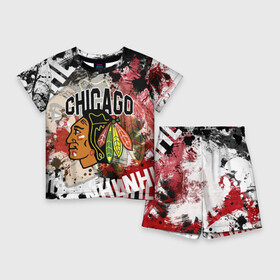 Детский костюм с шортами 3D с принтом Chicago Blackhawks в Белгороде,  |  | blackhawks | chicago | chicago blackhawks | hockey | nhl | usa | блэкхокс | нхл | спорт | сша | хоккей | чикаго | чикаго блэкхокс | шайба