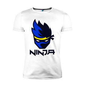 Мужская футболка премиум с принтом FORTNITE NINJA в Белгороде, 92% хлопок, 8% лайкра | приталенный силуэт, круглый вырез ворота, длина до линии бедра, короткий рукав | fortnite | fortnite 2 | fortnite x | marshmello | ninja | ninja hyper streamer | ninja streamer | streamer | tyler blevins | маршмелло | ниндзя | фортнайт | фортнайт 2 | фортнайт глава 2